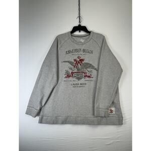 Anheuser Busch Sweatshirt Mens 2XL Gray Crewneck Beer Lager Graphic Pullover
